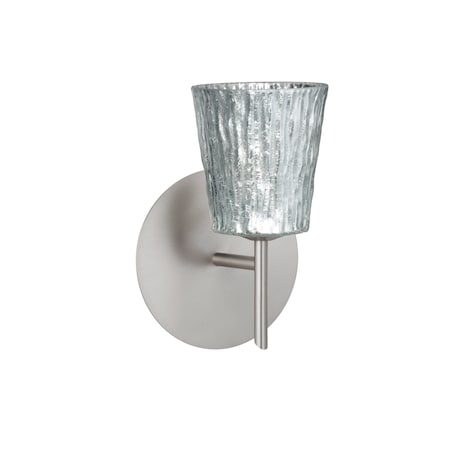 Besa Lighting Nico 4 Mini Sconce, Stone Silver Foil, Satin Nickel Finish, 1x40W Halogen 1SW-5125SF-SN